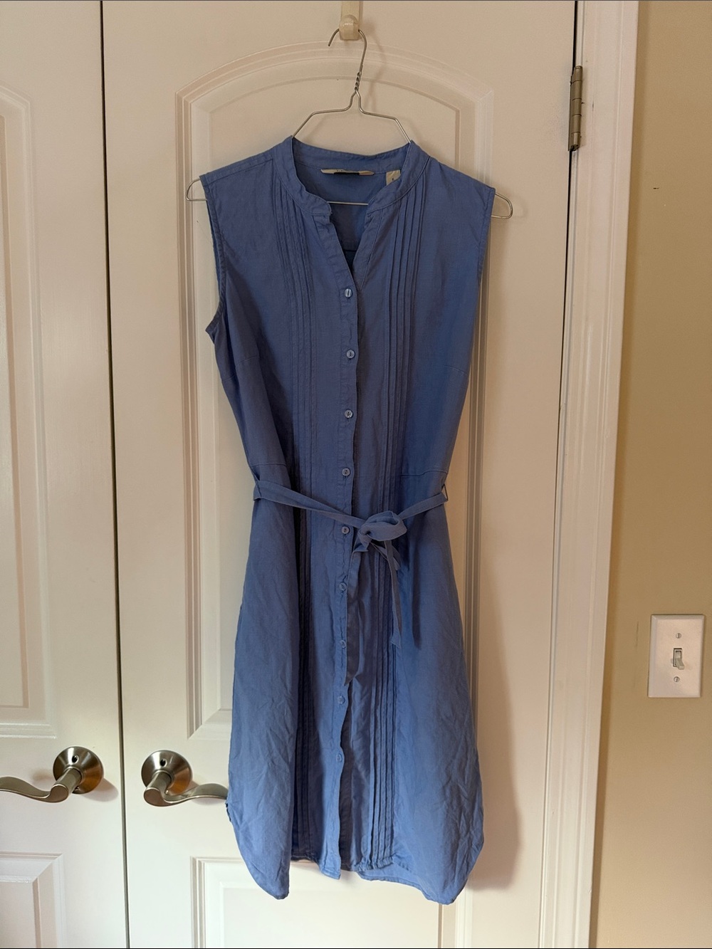 LLBEAN periwinkle blue linen mini dress S 6